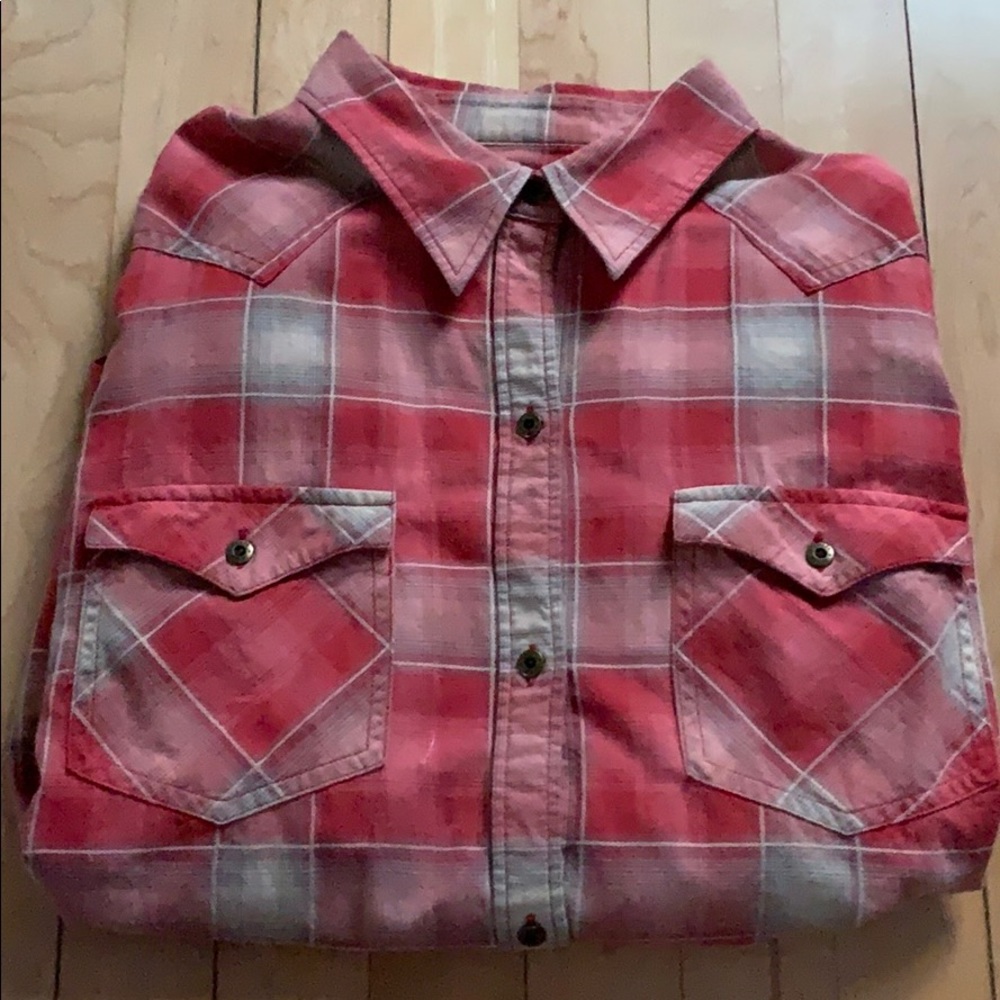 Orange plaid chaps button down